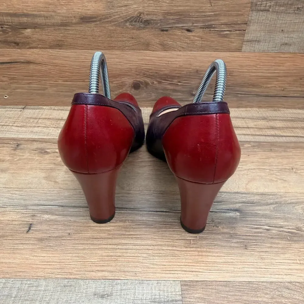 Vtg Bruno Magli Womens Size 6.5 EU37 Couture Red Leather heels shoes